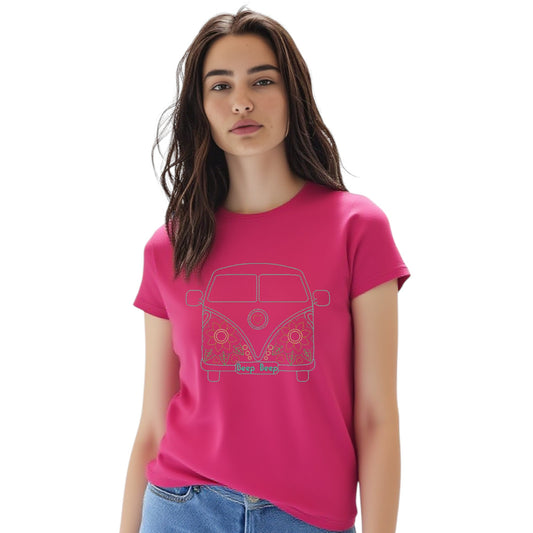 Flower Power Combi Van Available in 5 Tshirt Colours